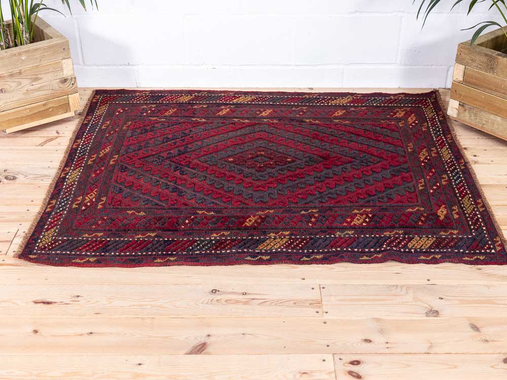 12946 Afghan Moshwani Mixed Weave Rug 119x144cm (3.11 x 4.8ft)