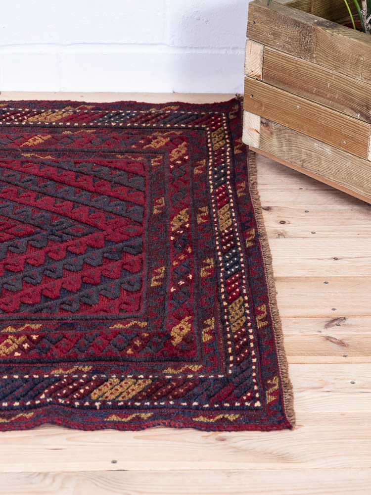 12946 Afghan Moshwani Mixed Weave Rug 119x144cm (3.11 x 4.8ft)