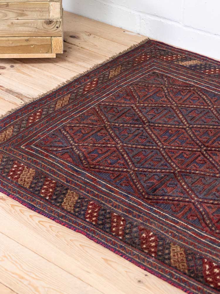 12947 Afghan Moshwani Mixed Weave Rug 115x127cm (3.9 x 4.2ft)