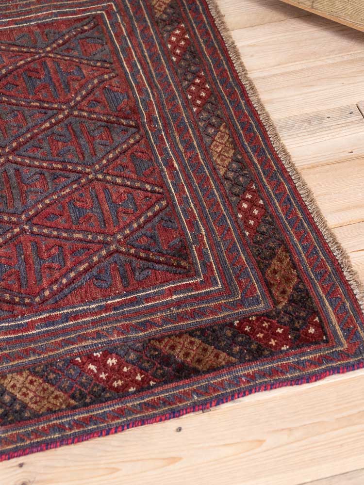 12947 Afghan Moshwani Mixed Weave Rug 115x127cm (3.9 x 4.2ft)