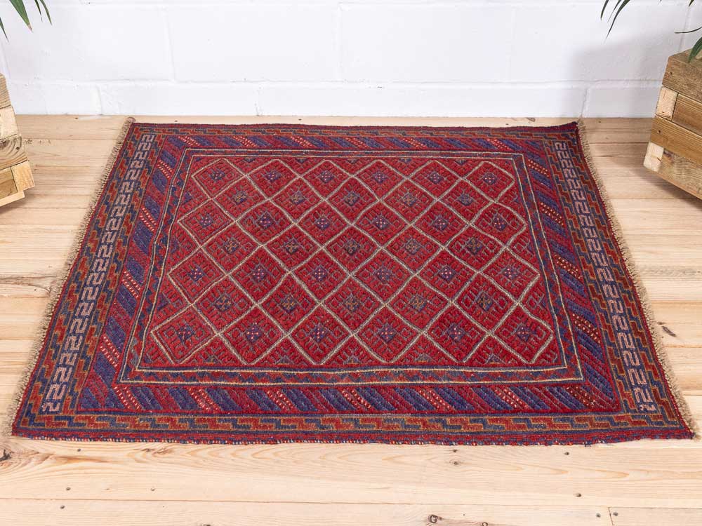 12948 Afghan Moshwani Mixed Weave Rug 112x120cm (3.8 x 3.11ft)