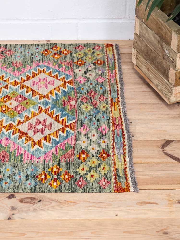 12955 Afghan Vegetable Dyed Kilim Rug 101x157cm (3.3 x 5.1ft)