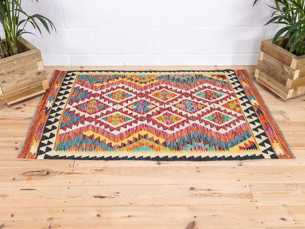 12957 Afghan Vegetable Dyed Kilim Rug 104x151cm (3.5 x 4.11ft)