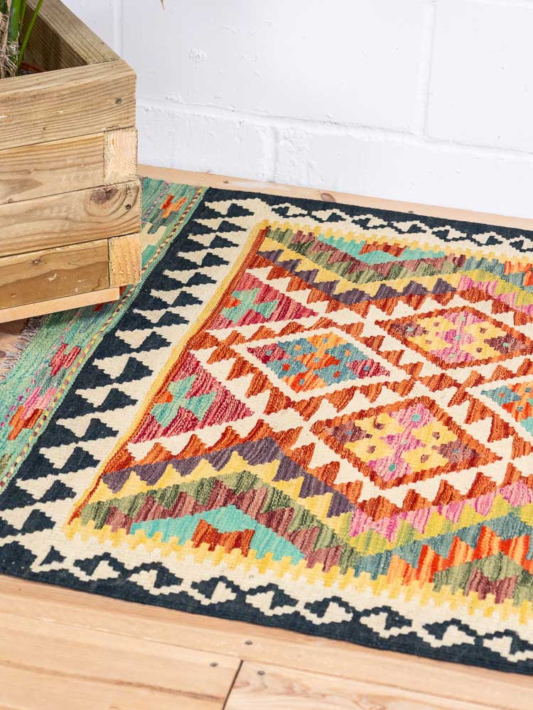 12958 Afghan Vegetable Dyed Kilim Rug 94x162cm (3.1 x 5.3ft)