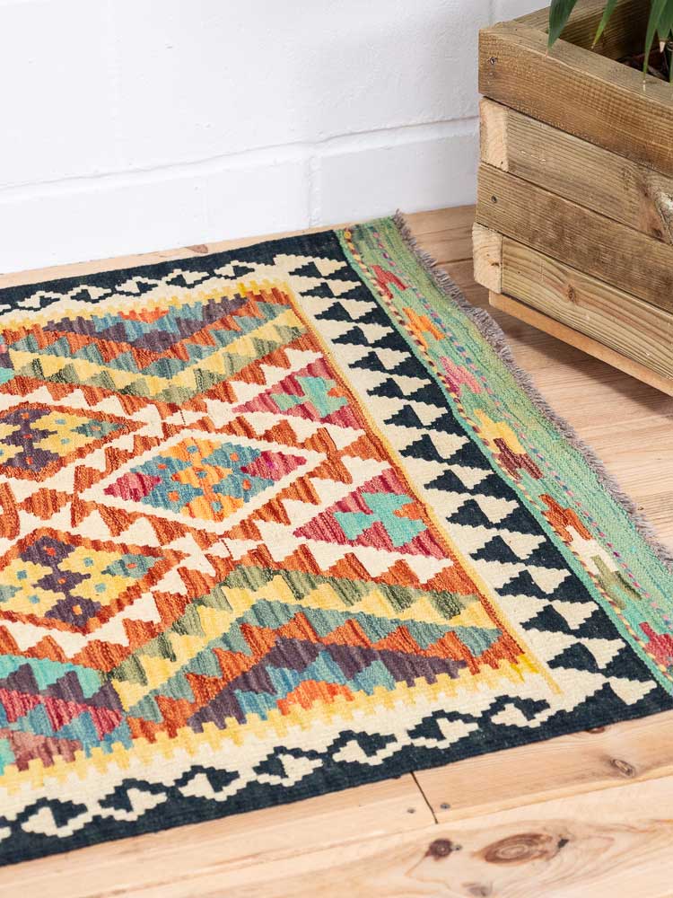 12958 Afghan Vegetable Dyed Kilim Rug 94x162cm (3.1 x 5.3ft)