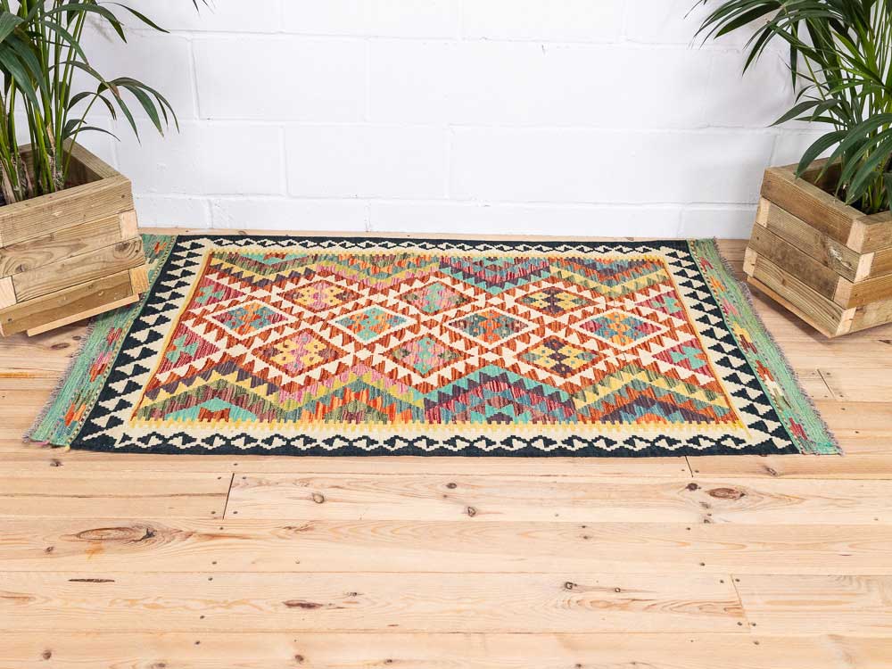 12958 Afghan Vegetable Dyed Kilim Rug 94x162cm (3.1 x 5.3ft)