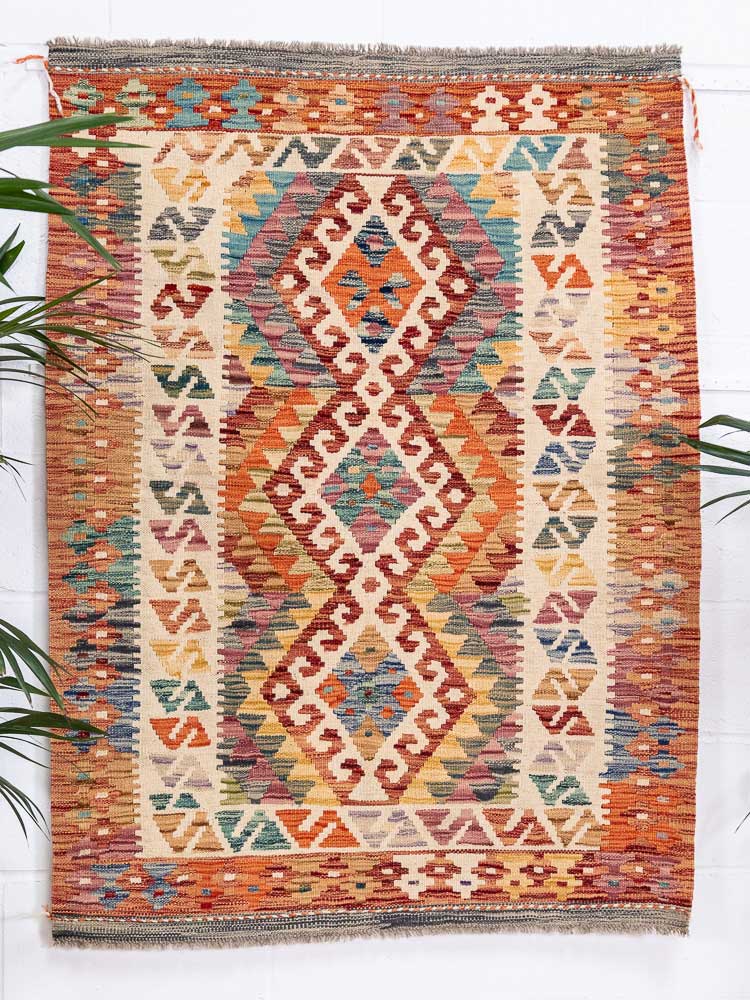 12959 Afghan Vegetable Dyed Kilim Rug 110x147cm (3.7 x 4.10ft)