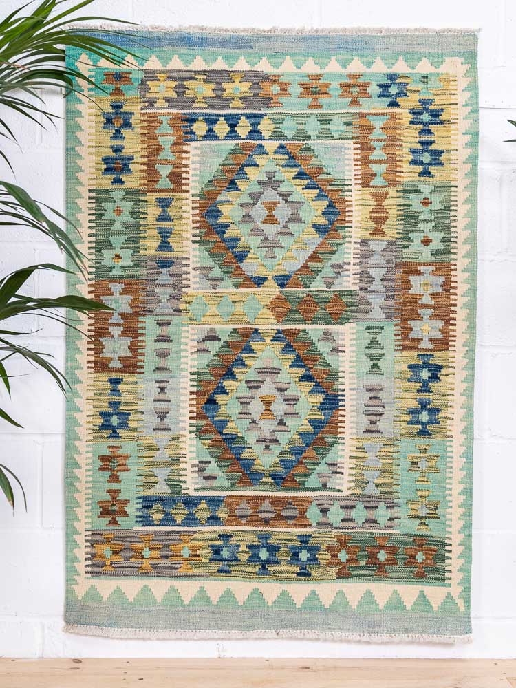 12960 Afghan Vegetable Dyed Kilim Rug 100x147cm (3.3 x 4.10ft)