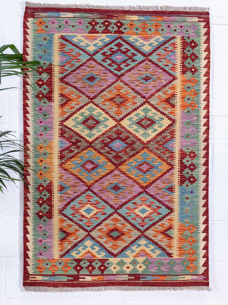 12962 Handwoven Afghan Vegetable Dyed Kilim Rug 104x153cm (3.5 x 5ft)