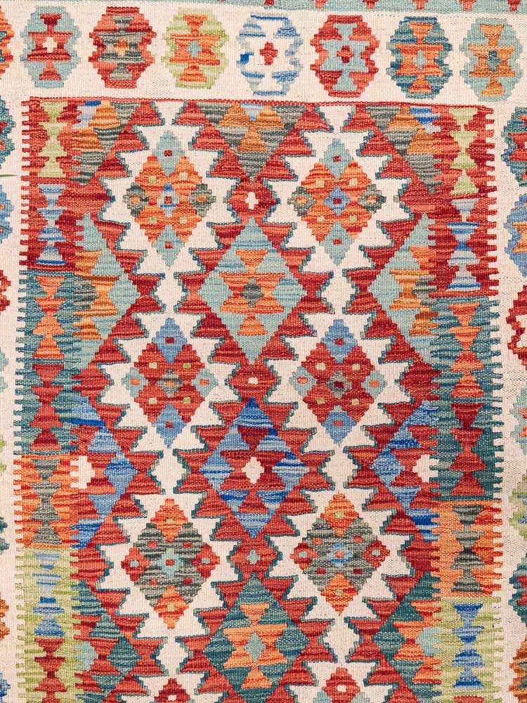 12964 Handwoven Afghan Vegetable Dyed Kilim Rug 100x163cm (3.3 x 5.4ft)