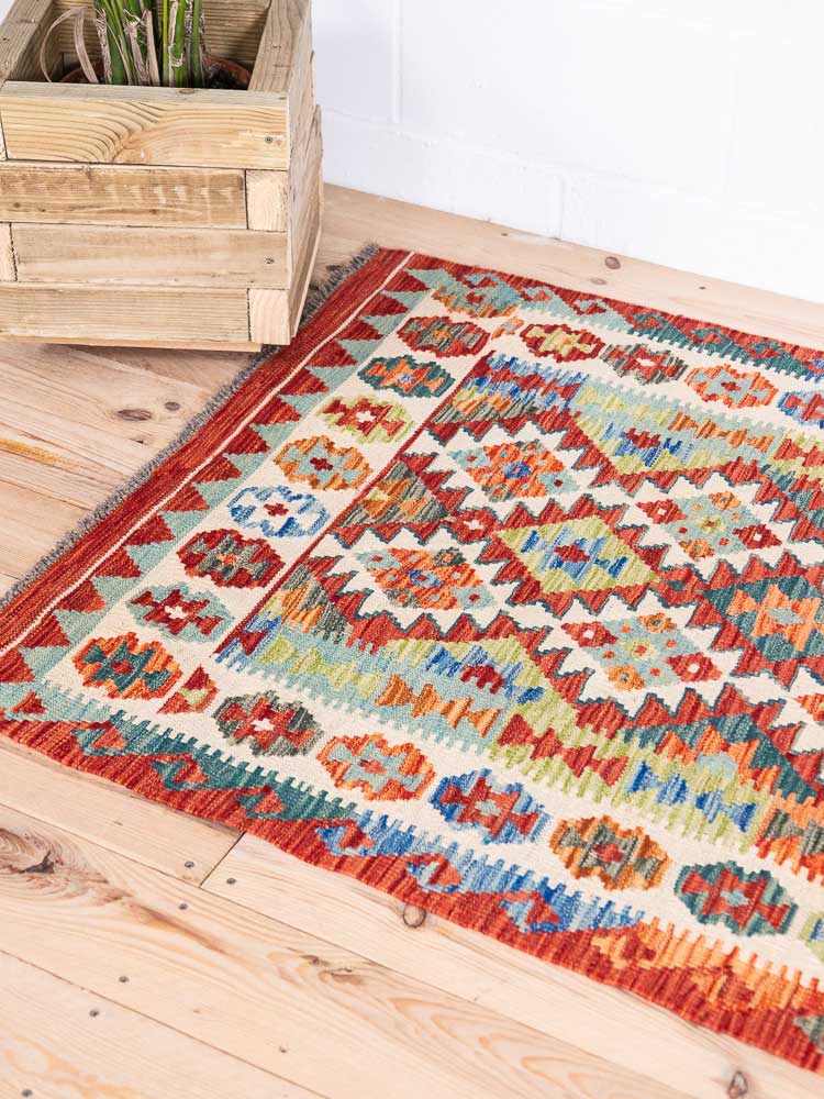 12964 Handwoven Afghan Vegetable Dyed Kilim Rug 100x163cm (3.3 x 5.4ft)