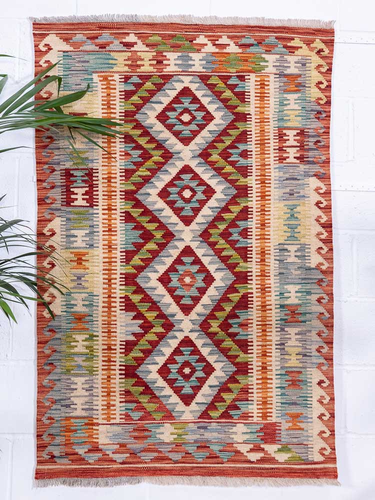 12966 Handwoven Afghan Vegetable Dyed Kilim Rug 102x150cm (3.4 x 4.11ft)