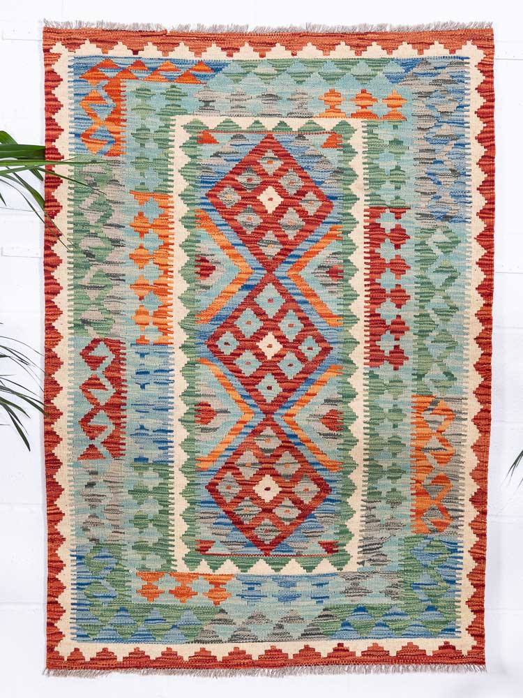 12967 Afghan Vegetable Dyed Handwoven Kilim Rug 106x151cm (3.5 x 4.11ft)