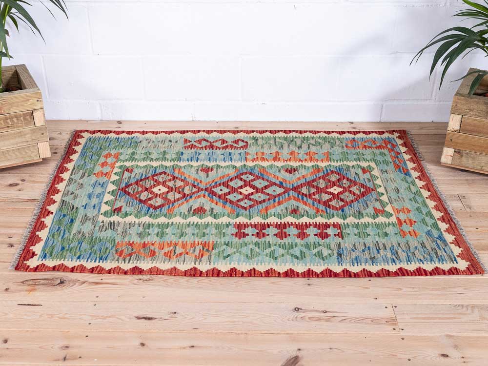 12967 Afghan Vegetable Dyed Handwoven Kilim Rug 106x151cm (3.5 x 4.11ft)