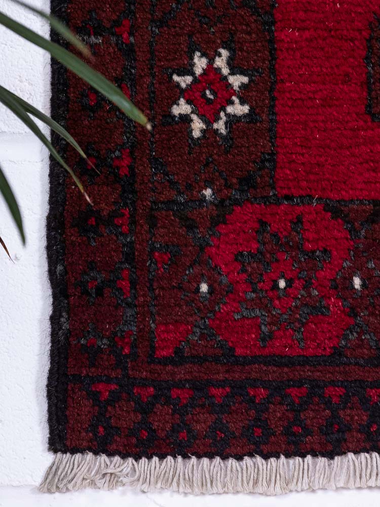 12969 Afghan Red Aq Chah Small Rug 51x63cm (1.8 x 2.0ft)