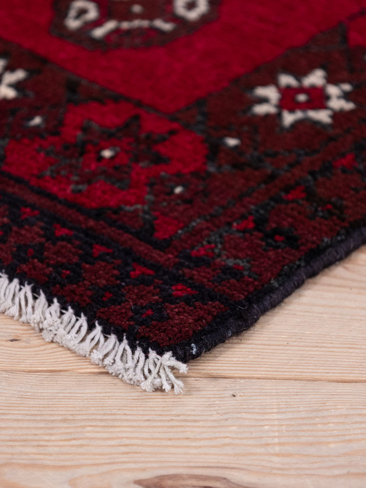 12969 Afghan Red Aq Chah Small Rug 51x63cm (1.8 x 2.0ft)