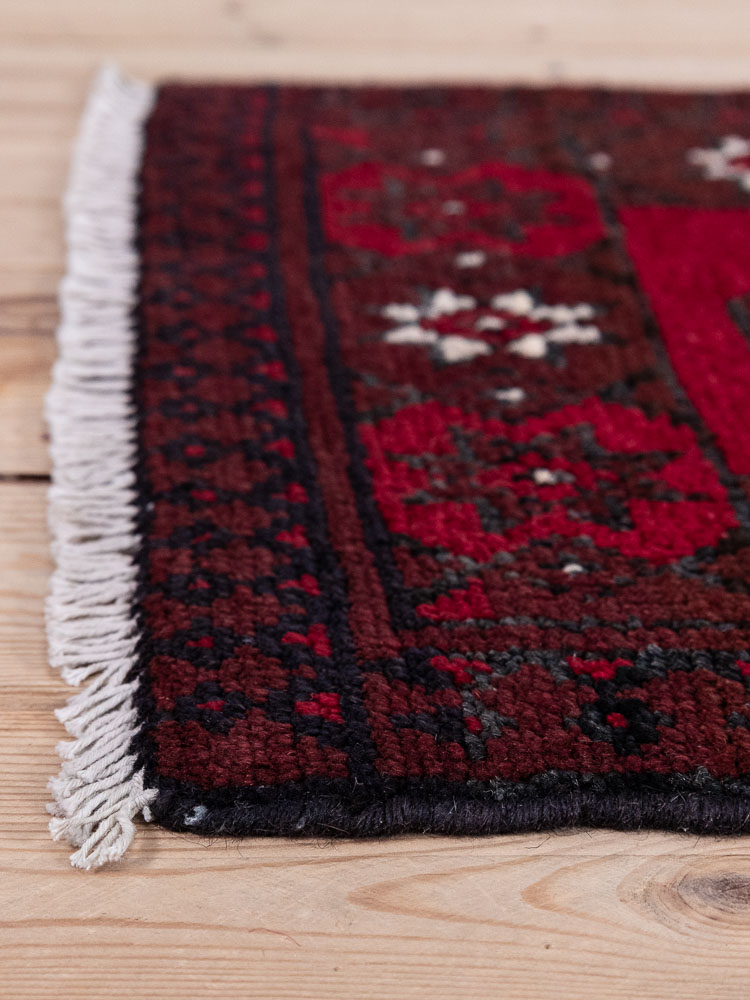 12969 Afghan Red Aq Chah Small Rug 51x63cm (1.8 x 2.0ft)