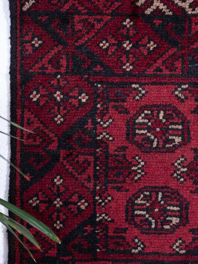 12970 Afghan Red Aq Chah Small Rug 50x62cm (1.7 x 2.0ft)