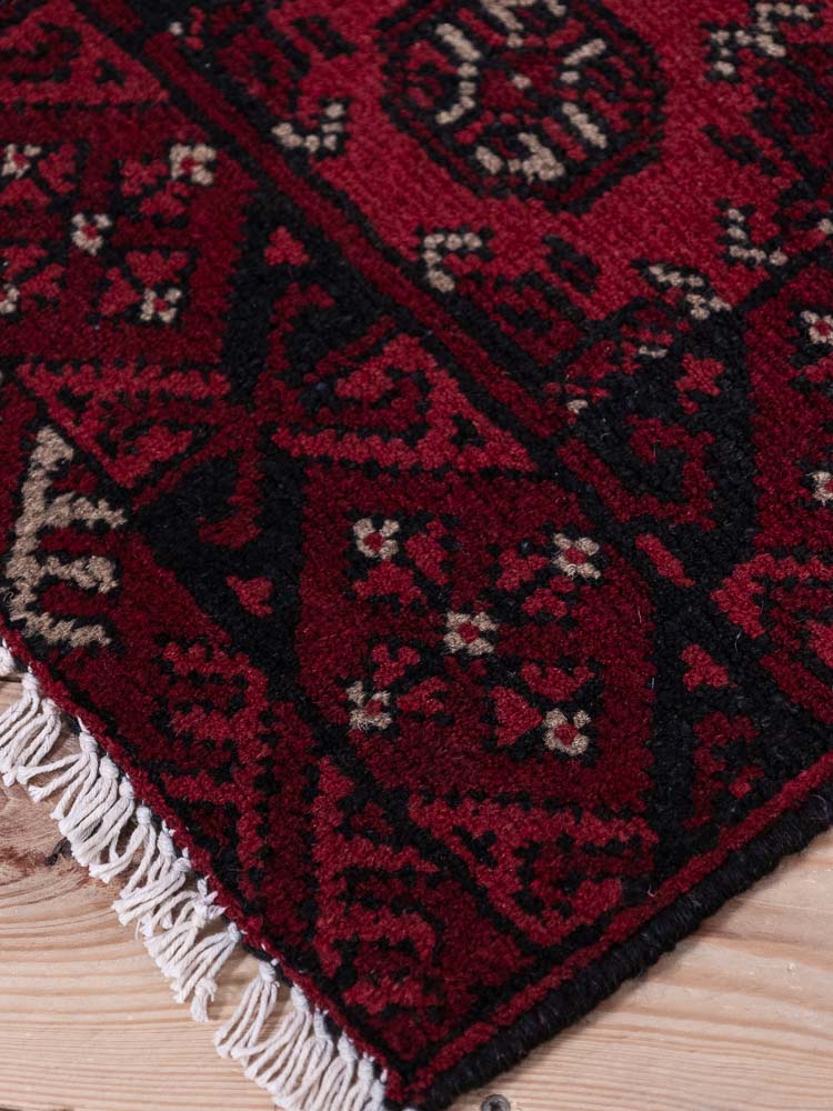 12970 Afghan Red Aq Chah Small Rug 50x62cm (1.7 x 2.0ft)