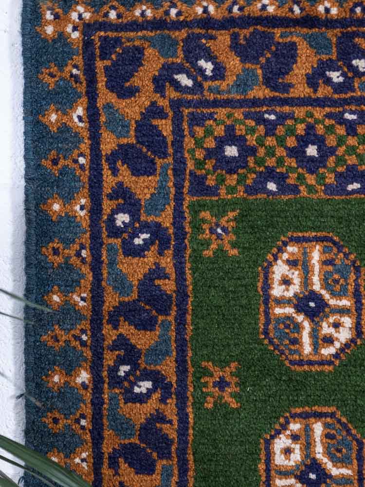 12971 Afghan Green Aq Chah Small Rug 49x72cm (1.7 x 2.4ft)