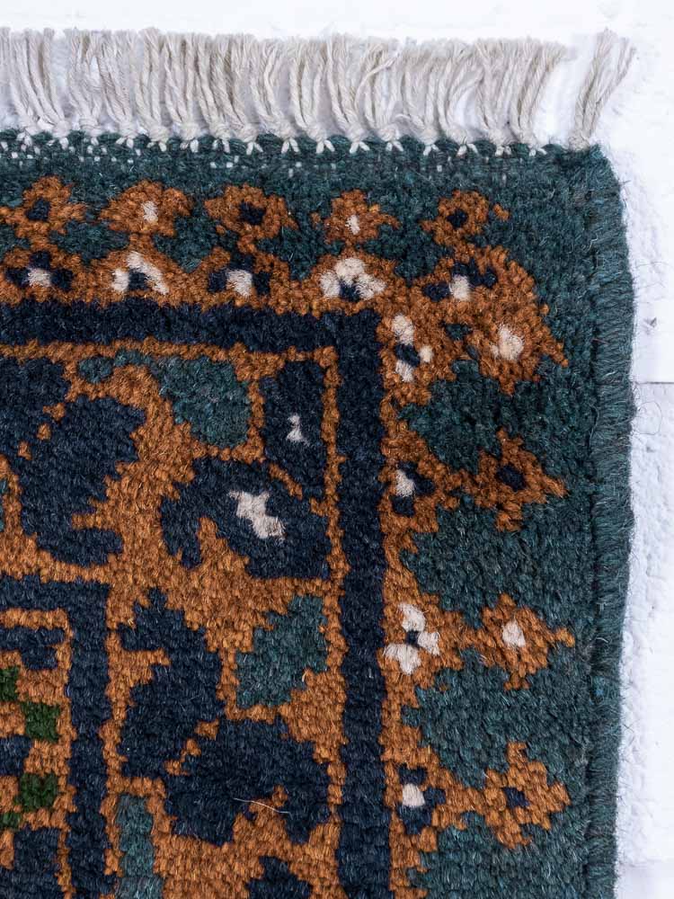 12971 Afghan Green Aq Chah Small Rug 49x72cm (1.7 x 2.4ft)