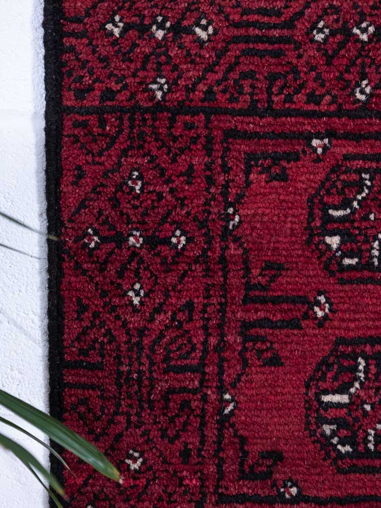 12972 Afghan Red Aq Chah Small Rug 49x65cm (1.7 x 2.1ft)