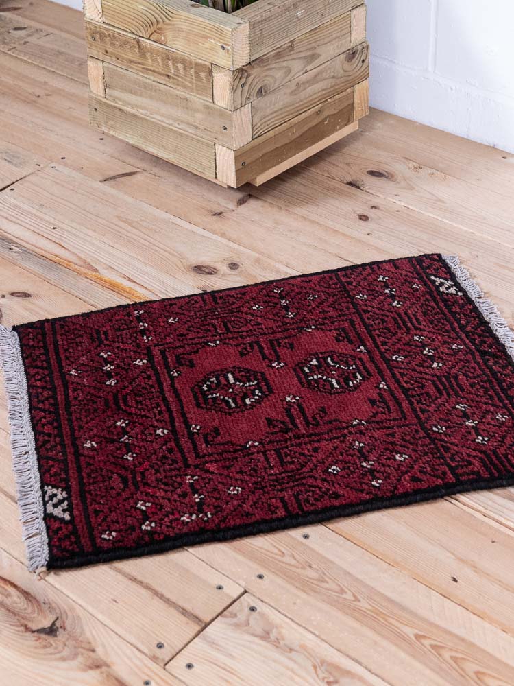 12972 Afghan Red Aq Chah Small Rug 49x65cm (1.7 x 2.1ft)