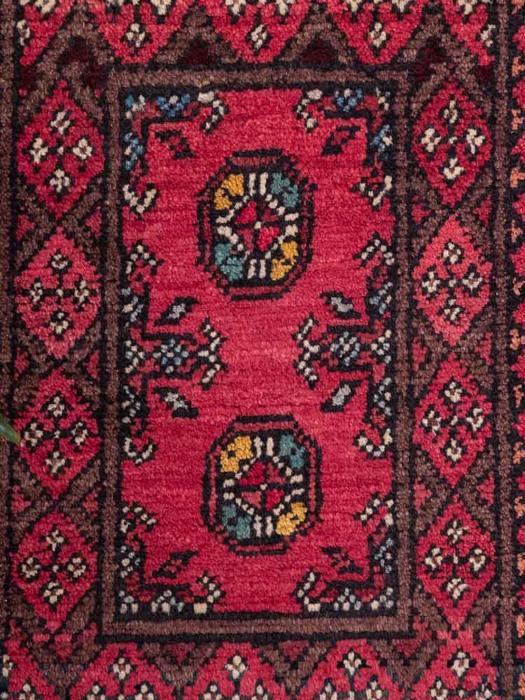 12973 Afghan Red Aq Chah Small Rug 48x74cm (1.7 x 2.5ft)