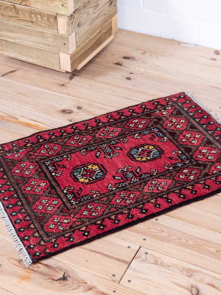 12973 Afghan Red Aq Chah Small Rug 48x74cm (1.7 x 2.5ft)