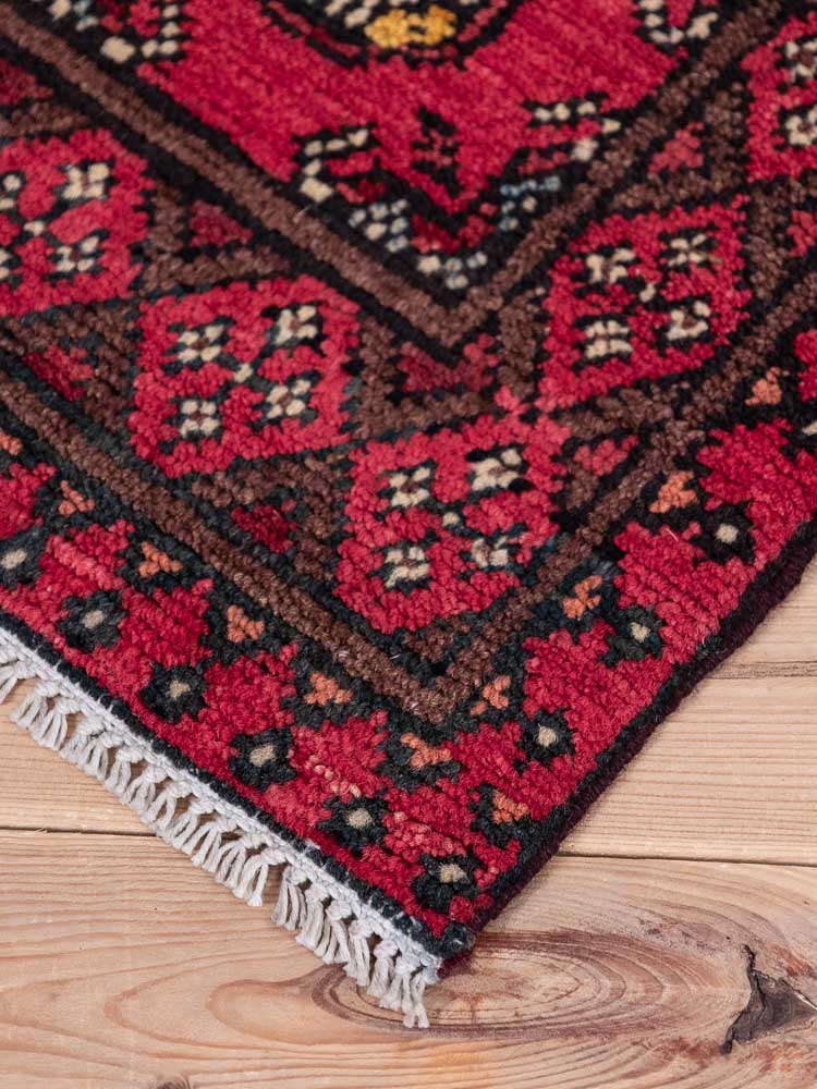 12973 Afghan Red Aq Chah Small Rug 48x74cm (1.7 x 2.5ft)