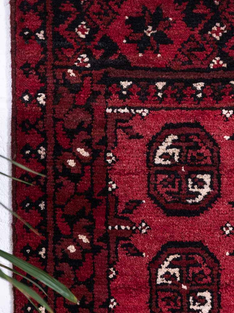 12974 Afghan Red Aq Chah Small Rug 48x74cm (1.7 x 2.4ft)