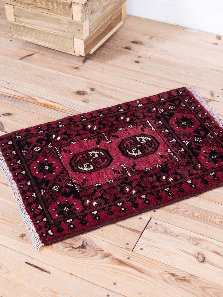 12974 Afghan Red Aq Chah Small Rug 48x74cm (1.7 x 2.4ft)