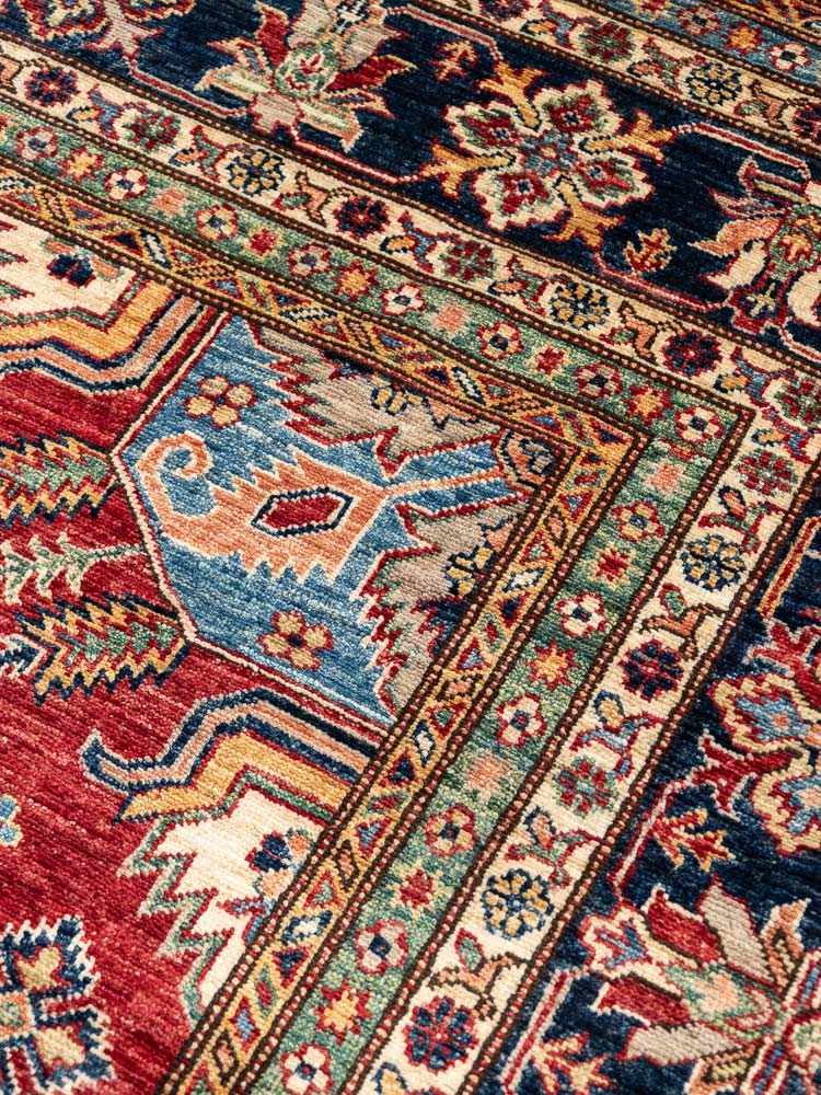 12978 Fine Afghan Super Kazak Hand-knotted Carpet 207x302cm (6.9 x 9.11ft)