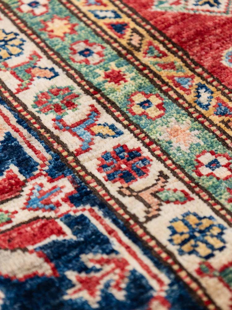 12978 Fine Afghan Super Kazak Hand-knotted Carpet 207x302cm (6.9 x 9.11ft)