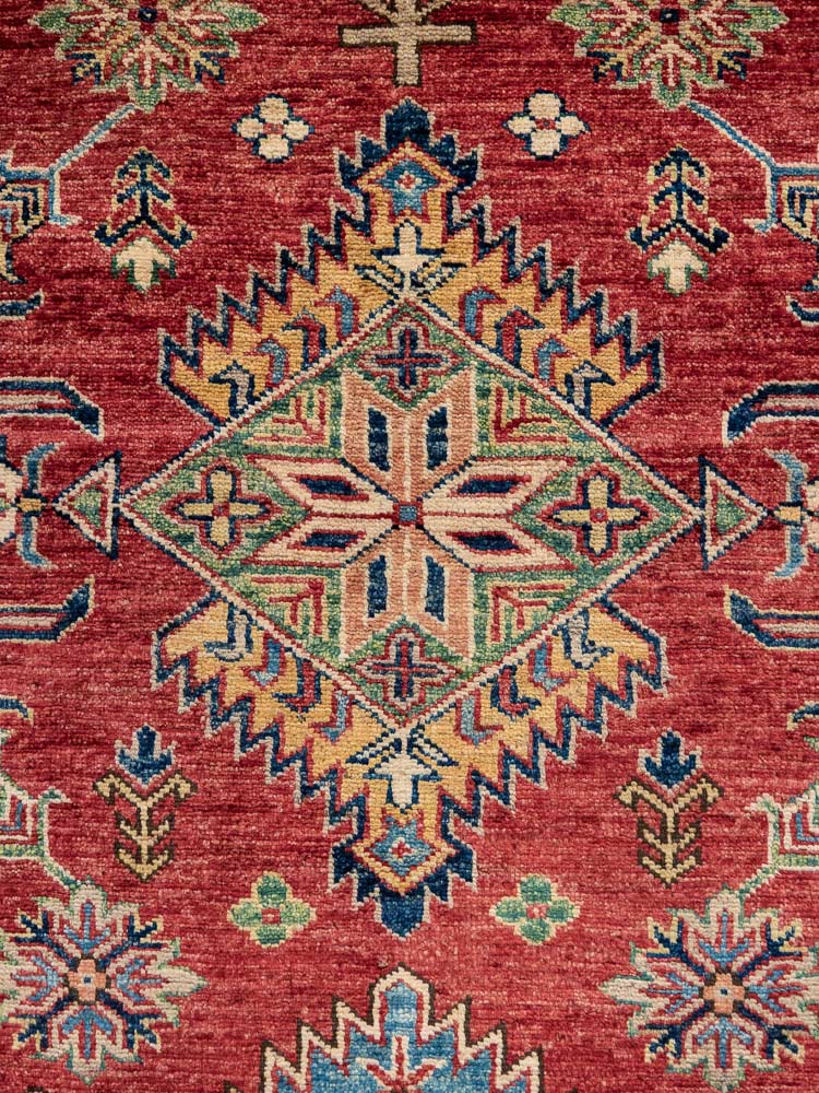 12978 Fine Afghan Super Kazak Hand-knotted Carpet 207x302cm (6.9 x 9.11ft)