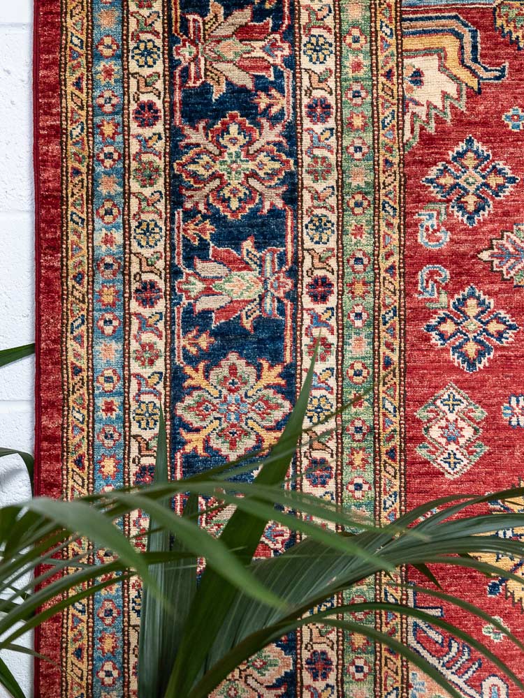 12978 Fine Afghan Super Kazak Hand-knotted Carpet 207x302cm (6.9 x 9.11ft)