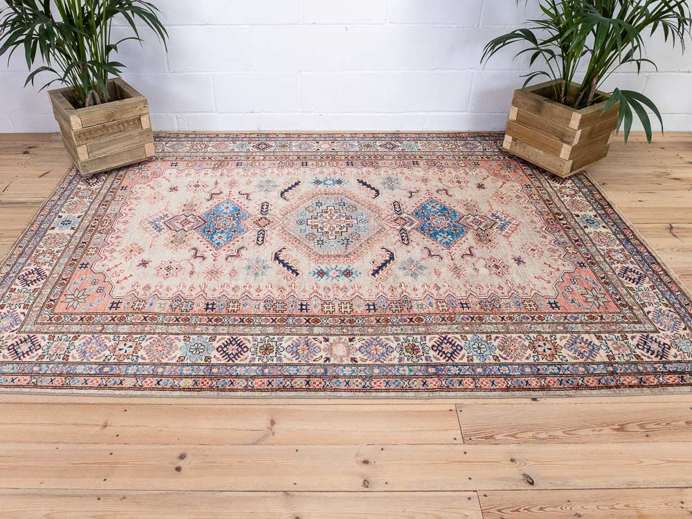 12982 Fine Afghan Super Kazak Hand-knotted Rug 177x244cm (5.9 x 8ft)