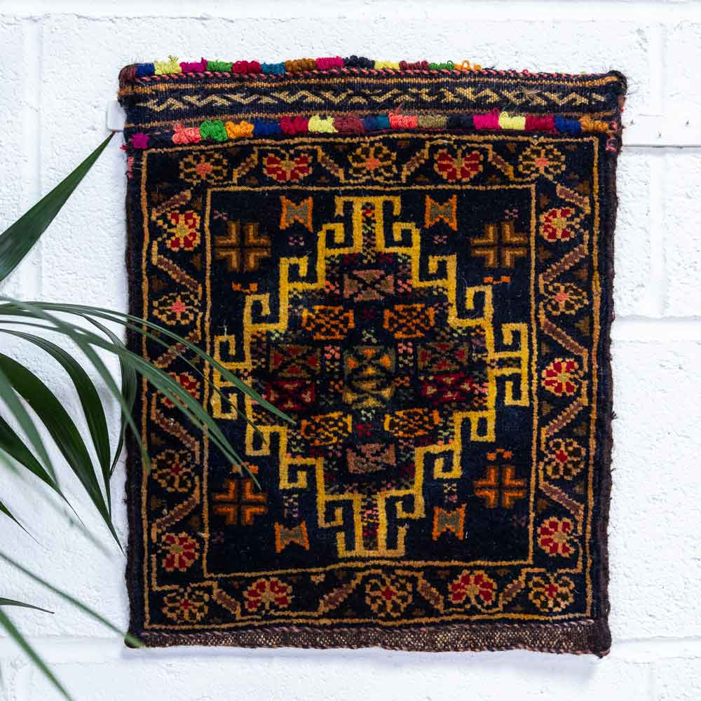 CC1567 Double Sided Vintage Tribal Afghan Baluch Carpet Cushion Cover 34x41cm (1.1 x 1.4ft)
