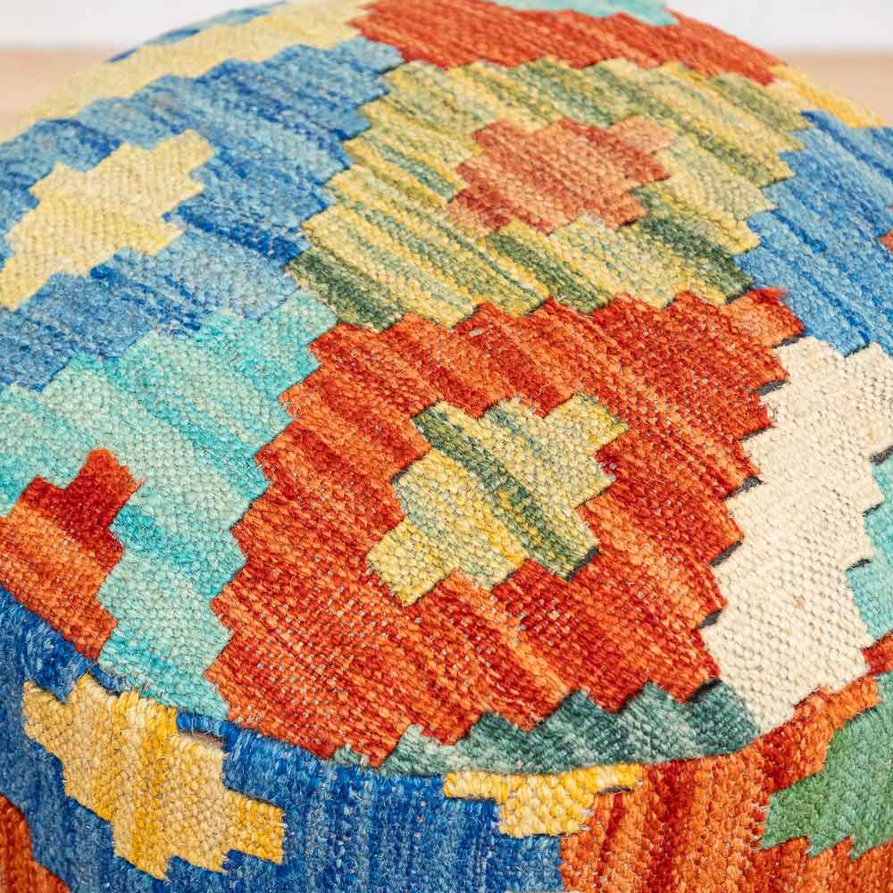 Round Afghan Kilim Stool