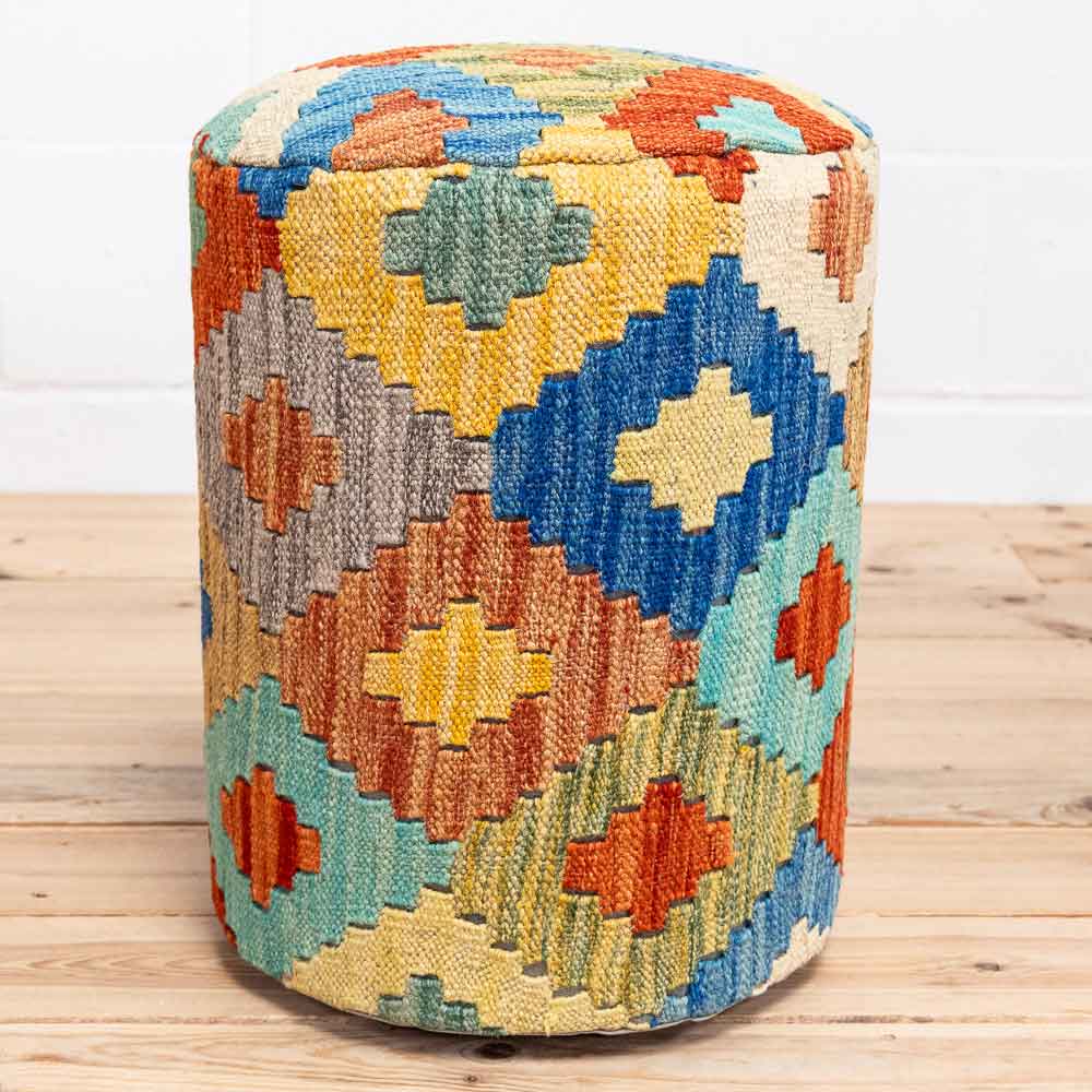 Round Afghan Kilim Stool