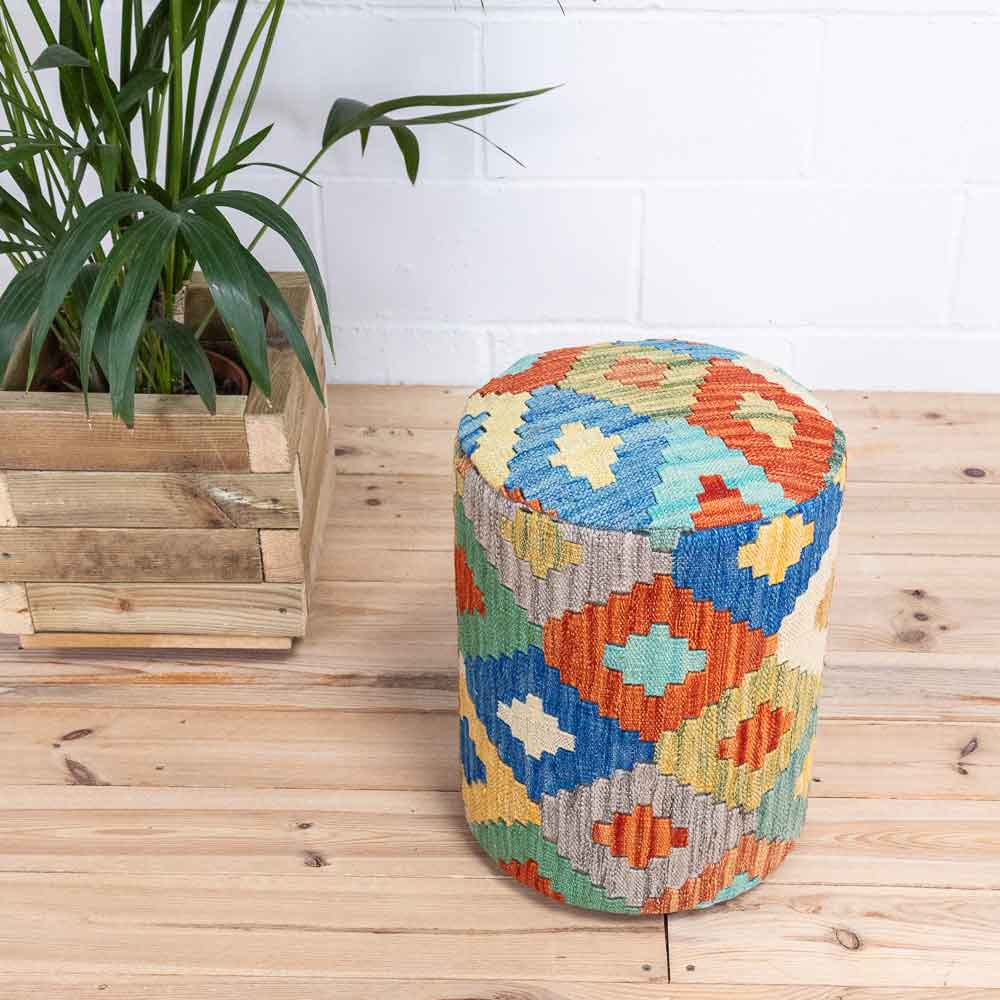 Round Afghan Kilim Stool