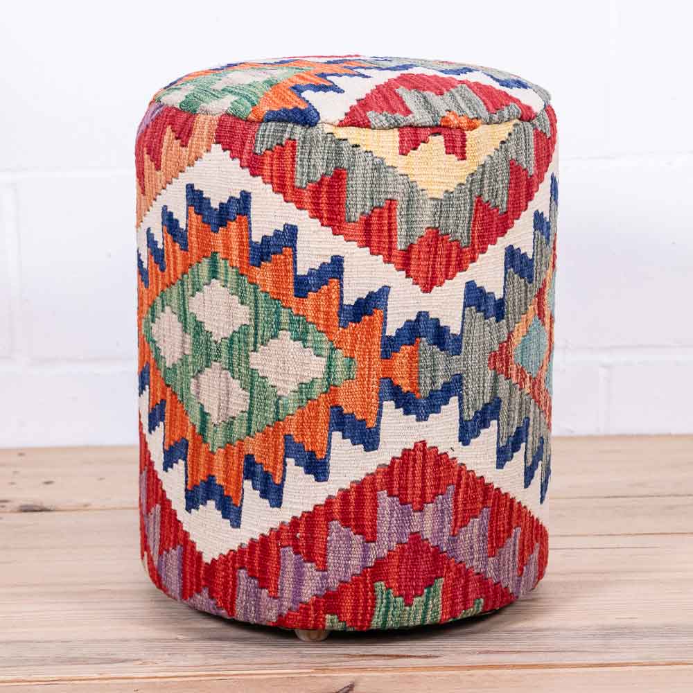 Round Afghan Kilim Stool