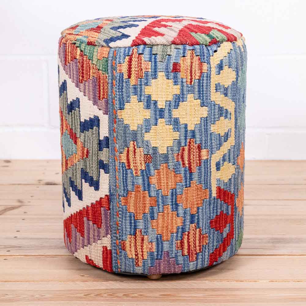 Round Afghan Kilim Stool