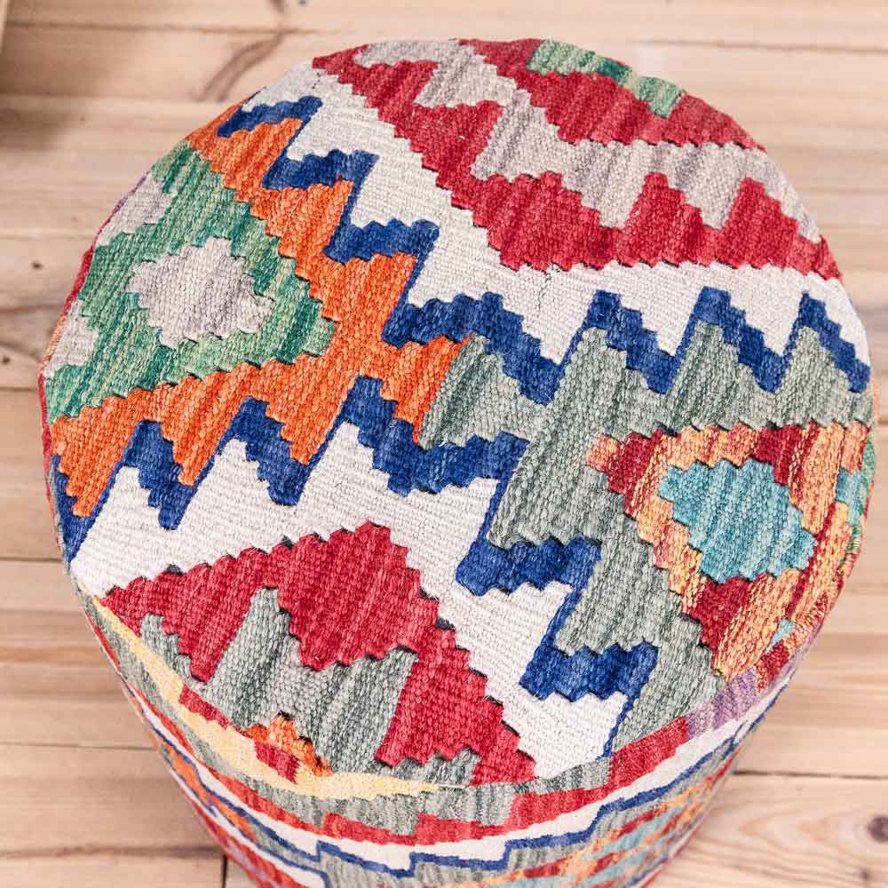 Round Afghan Kilim Stool