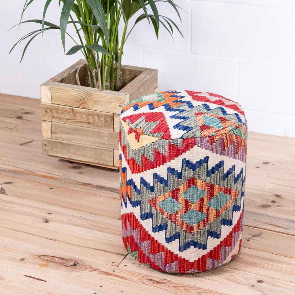 Round Afghan Kilim Stool