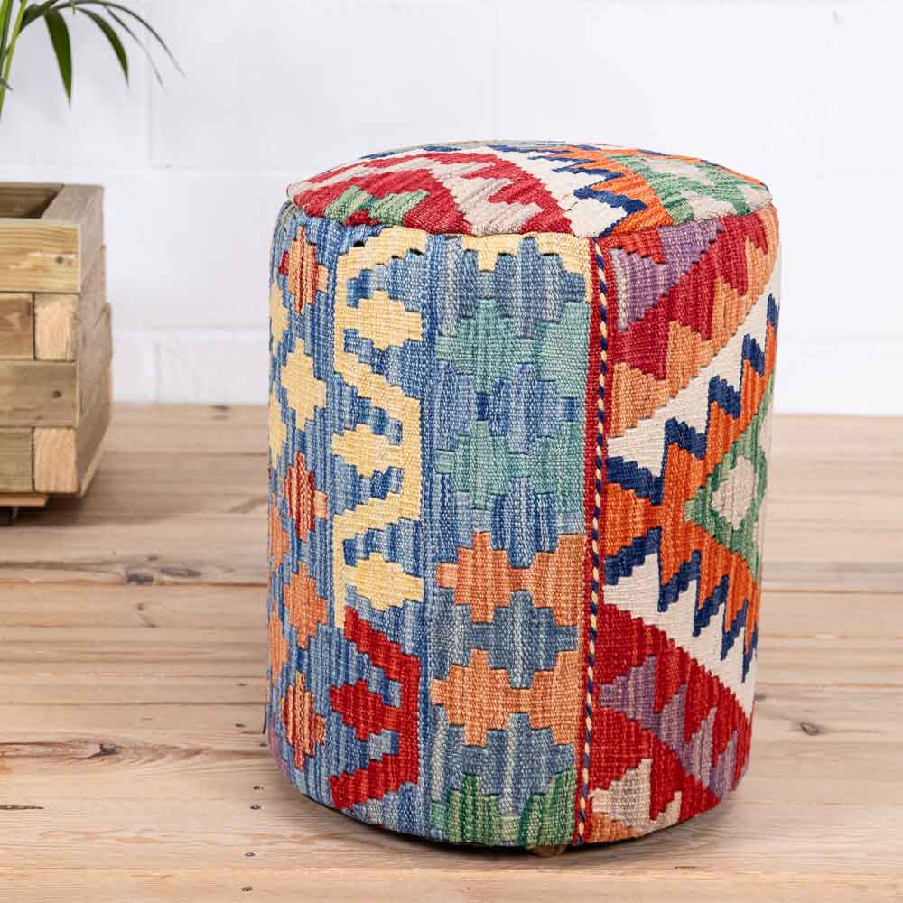 Round Afghan Kilim Stool