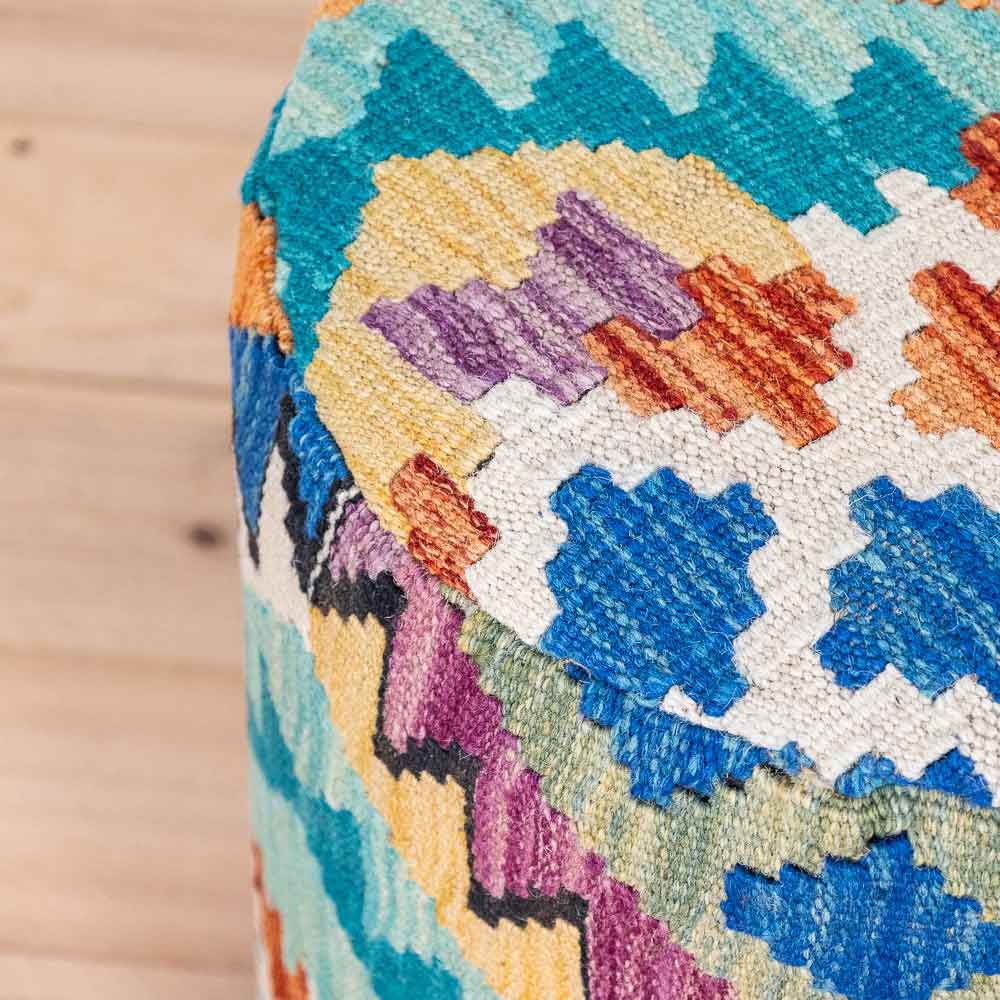 Round Afghan Kilim Stool