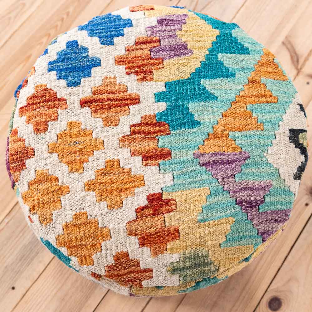 Round Afghan Kilim Stool