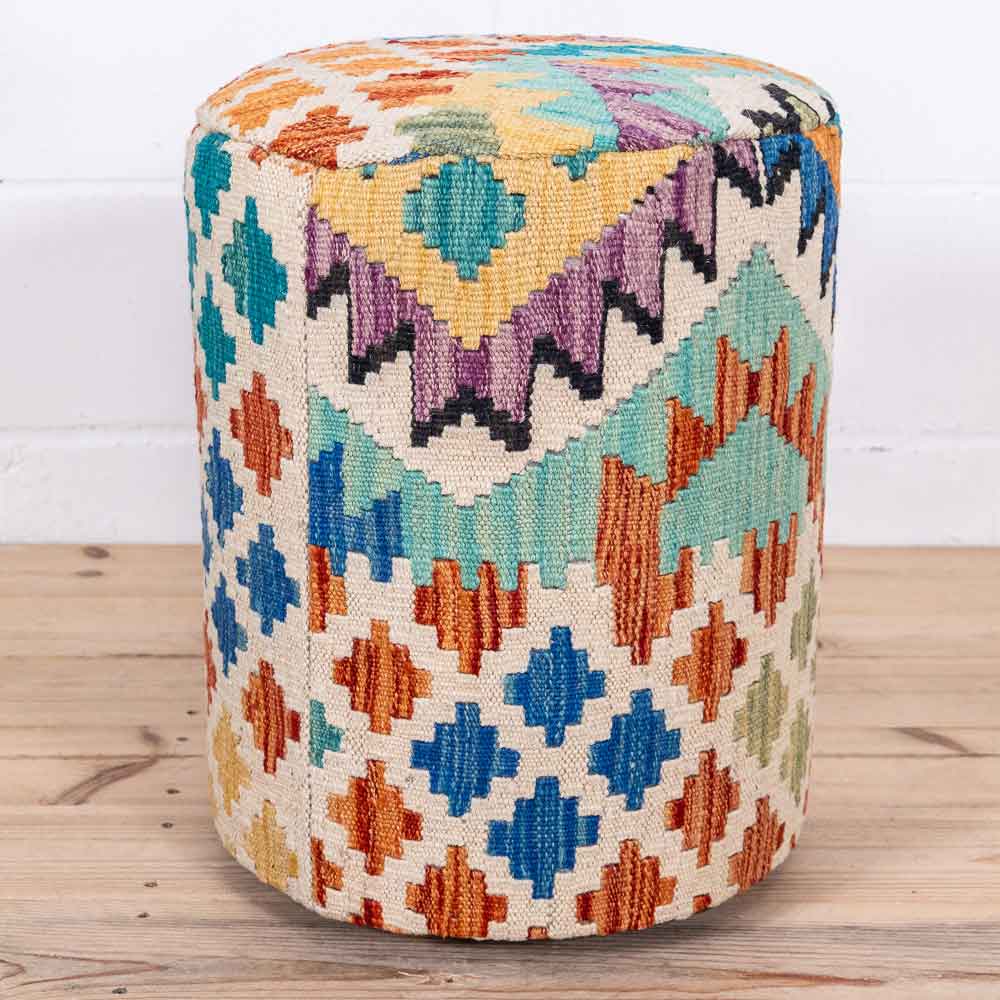 Round Afghan Kilim Stool