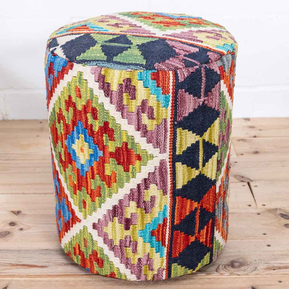 Round Afghan Kilim Stool